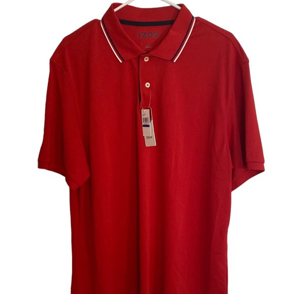 (6-164) NWT Izod Red Button Down Short Sleeve Polo - Picture 1 of 8